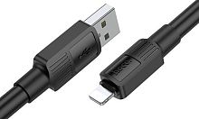 Кабель USB - 8 pin HOCO X84 Solid, 1.0м, круглый, 2.4A, силикон черный