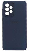 Силиконовый чехол для Samsung Galaxy A33/A335 с защитой камеры кожа с лого синий