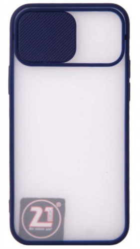 Силиконовый чехол для Apple iPhone 12 Pro с защитой камеры хром синий
