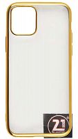 Силиконовый чехол для Apple iPhone 11 Pro прозрачный с окантовкой золото