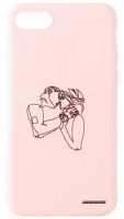 Силиконовый чехол для Apple iPhone 7/8 силуэт пара розовый