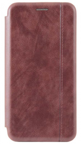 Чехол-книга OPEN COLOR для Huawei P30 Lite с прострочкой темно-коричневый