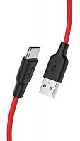 Кабель USB - Type-C HOCO X21 Plus 1.0м круглый 3.0A силикон красный, чёрная вставка