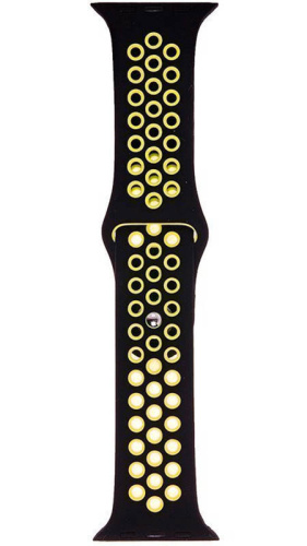 Ремешок на руку для Apple Watch 42-44mm силиконовый Sport N черный/желтый