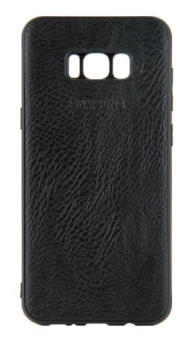 Силиконовый чехол для Samsung Galaxy S8 Plus/G955 кожаный с логотипом черный