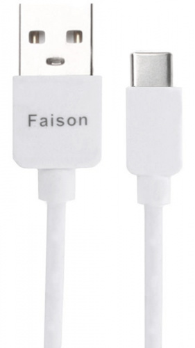 Кабель USB - Type-C FaisON FX1 PRIME, 2.0м, круглый, 2.1A, силикон белый