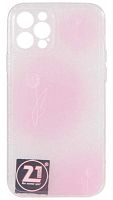 Силиконовый чехол для Apple iPhone 12 Pro тюльпан розово-прозрачный