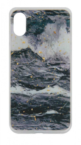 Силиконовый чехол Lovebay для Apple iPhone X/XS мраморный черный с золотой фольгой