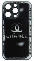 Силиконовый чехол для Apple iPhone 14 Pro стеклянный с защитой линз Chanel