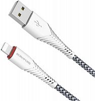 Кабель USB - Apple 8 pin Borofone BX25 1.0м 2.4A ткань белый