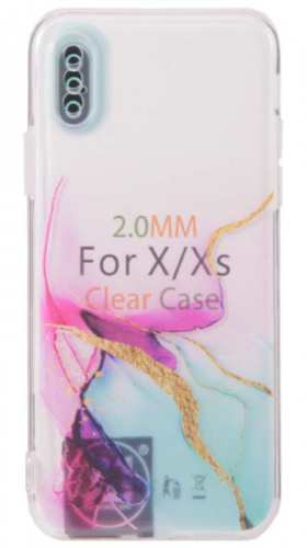 Силиконовый чехол для Apple iPhone X/XS water ink розовый