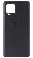 Силиконовый чехол для Samsung Galaxy A42/A425 кожа с лого чёрный