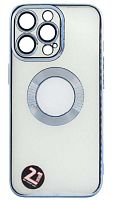 Силиконовый чехол для Apple iPhone 13 Pro с линзами на камеру голубой