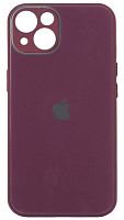 Силиконовый чехол для Apple iPhone 13 стеклянный с защитой камеры бордовый