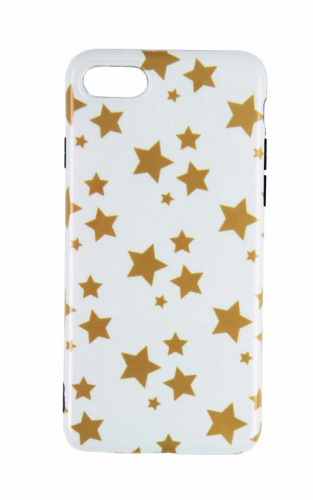 Силиконовый чехол для Apple iPhone 7/8 перламутр золотые звёзды