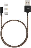 Кабель USB - Lightning - микро USB - Type-C Maxvi MCm-09MTL черный/золото