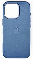 Силиконовый чехол MagSafe для Apple iPhone 16 Pro кожа темно-синий