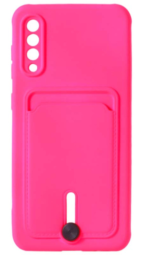 Силиконовый чехол для Samsung Galaxy A50/A505 с кардхолдером неоновый розовый вид 2