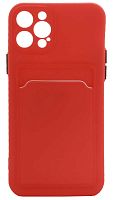 Силиконовый чехол для Apple iPhone 12 Pro с кардхолдером красный