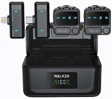 Беспроводной микрофон WALKER WRM-70, петличный, в кейсе, Type-C/для Lightning, черный