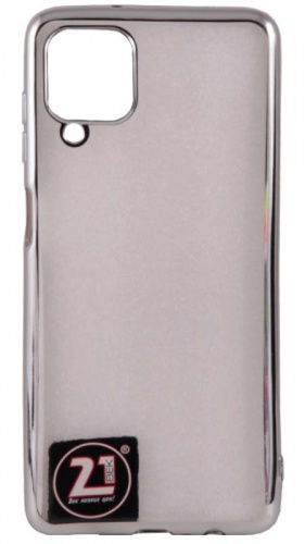 Силиконовый чехол для Samsung Galaxy A12/A125 прозрачный с окантовкой серебро