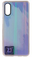 Силиконовый чехол для Samsung Galaxy A02/A022 с золотой окантовкой прозрачно-голубой