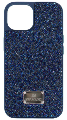 Силиконовый чехол Swarovski для Apple iPhone 15 с линзами синий