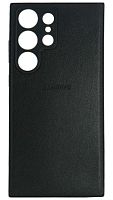 Силиконовый чехол для Samsung Galaxy S23 Ultra кожа с лого черный