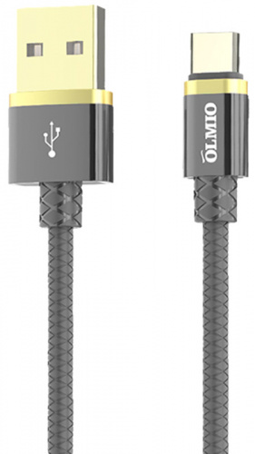 Кабель DELUXE, USB 2.0 - Type-C, 1м, 2.1A, серый, OLMIO