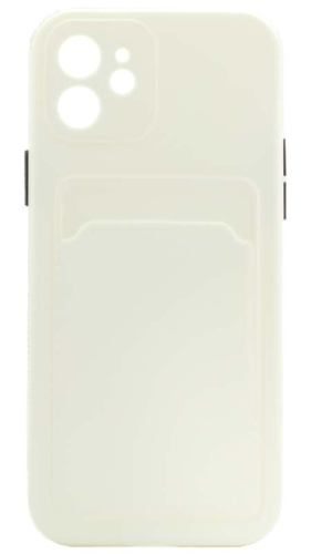 Силиконовый чехол для Apple iPhone 12 с кардхолдером белый