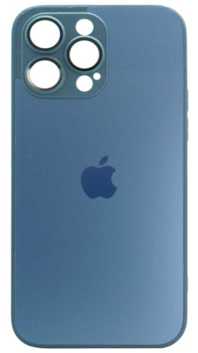 Силиконовый чехол для Apple iPhone 14 Pro Max AG Glass матовое стекло синий