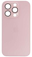 Силиконовый чехол для Apple iPhone 15 Pro матовое стекло с линзами розовый