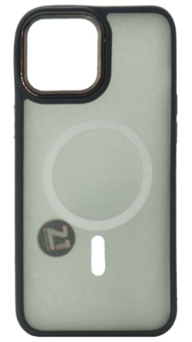Силиконовый чехол MagSafe для Apple iPhone 12 Pro Max хром с глянцевой камерой черный