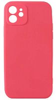 Силиконовый чехол для Apple iPhone 12 матовый с защитой камеры ярко-розовый
