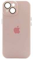 Силиконовый чехол для Apple iPhone 15 с закрытой камерой розовый