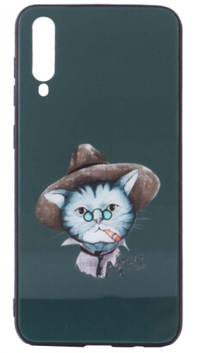 Силиконовый чехол для Samsung Galaxy A50/A505 стеклянный кот в шляпе