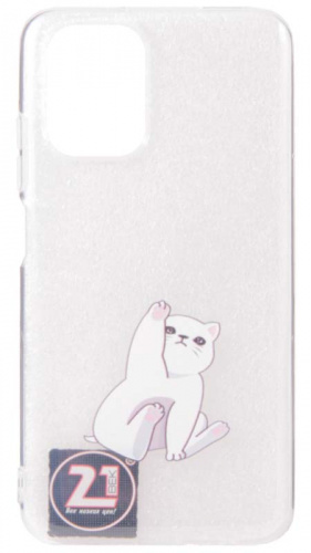 Силиконовый чехол для Xiaomi Redmi Note 10/Note 10S белый котик