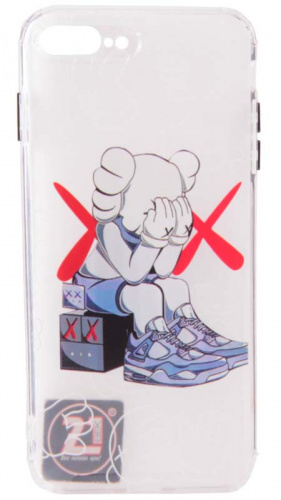 Силиконовый чехол для Apple iPhone 7 Plus/8 Plus матовый прозрачный Kaws