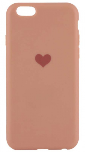 Силиконовый чехол для Apple iPhone 6/6S Soft Touch сердце персиковый