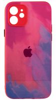 Силиконовый чехол для Apple iPhone 12 стеклянный краски красный