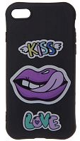 Силиконовый чехол для Apple iPhone 7/8 фиолетовые губы черный