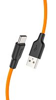 Кабель USB - Type-C HOCO X21 Plus 1.0м круглый 3.0A силикон черно-оранжевый