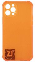 Силиконовый чехол для Apple iPhone 12 Pro с уголками прозрачный оранжевый