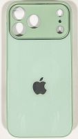 Силиконовый чехол для Apple iPhone 17 Pro Max стеклянный с защитой камеры мятный