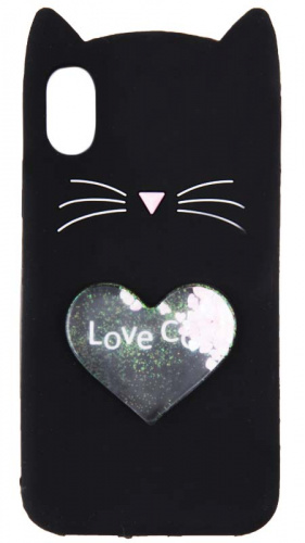 Силиконовый чехол для Apple Iphone X/XS Фигурный Smile Cat чёрный