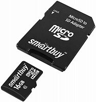 16GB карта памяти MicroSDHC class10 Smart Buy +SD адаптер