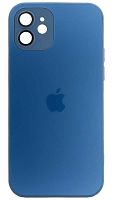 Силиконовый чехол для Apple iPhone 12 AG Glass матовое стекло синий