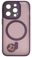 Силиконовый чехол MagSafe для Apple iPhone 14 Pro матовый с линзами фиолетовый