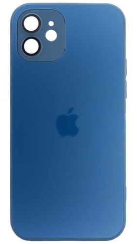 Силиконовый чехол для Apple iPhone 12 AG Glass матовое стекло синий