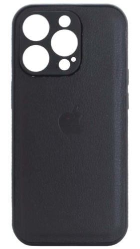 Силиконовый чехол для Apple iPhone 14 Pro с защитой камеры кожа с лого черный